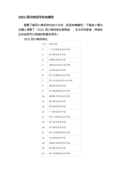 2021四川单招学校有哪些