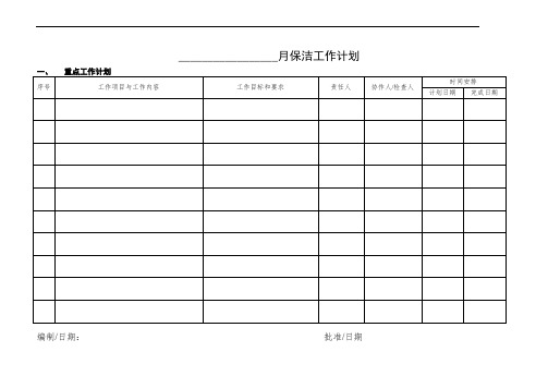 月度保洁工作计划表