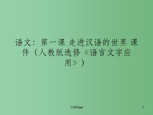 高中语文 第一课走进汉语的世界 新人教版选修《语言文字应用》