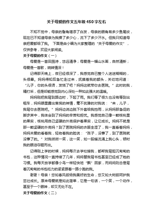 关于母爱的作文五年级450字左右