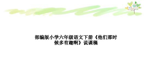 部编版小学语文下册《他们那时候多有趣啊》说课稿及教学反思课件PPT