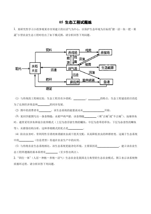 05生态工程试题练-备考2022年高考生物一轮复习专练(人教版选修3)(原卷版)