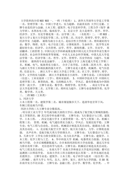 985大学简单的介绍