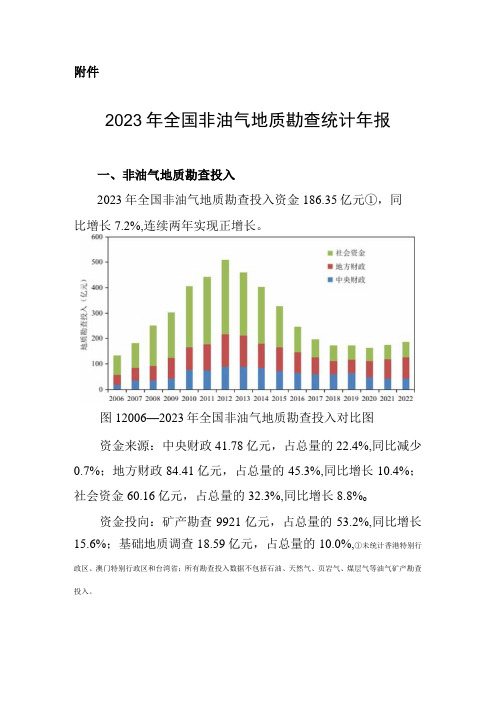 2023年全国非油气地质勘查统计年报