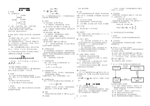 2012年中考数学--各年级各章节知识点梳理