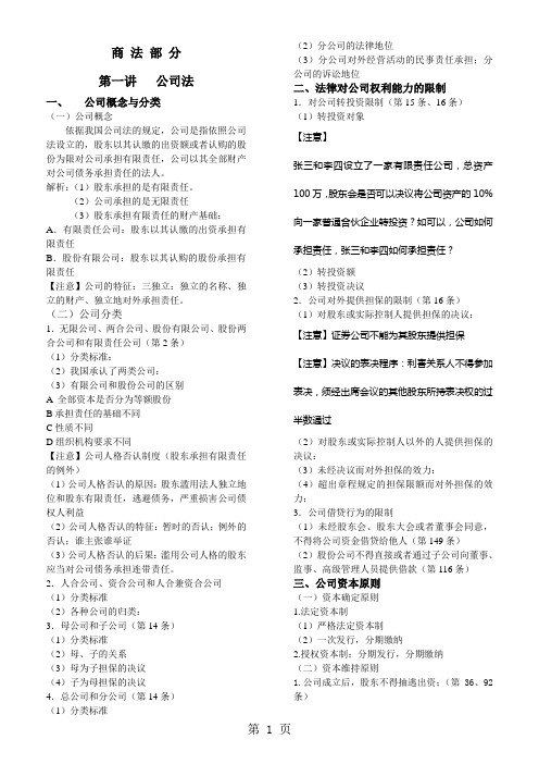 2019年新起点法条串讲班司艳丽商经讲义共38页word资料