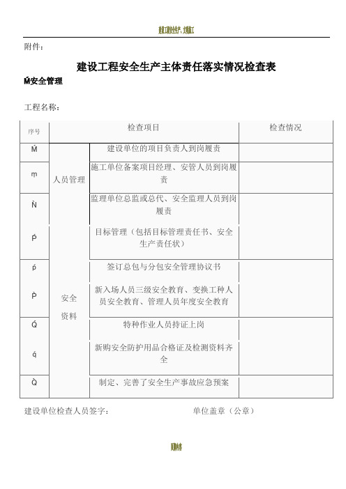 建设工程安全生产主体责任落实情况检查表