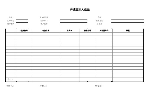 产成品出入库单