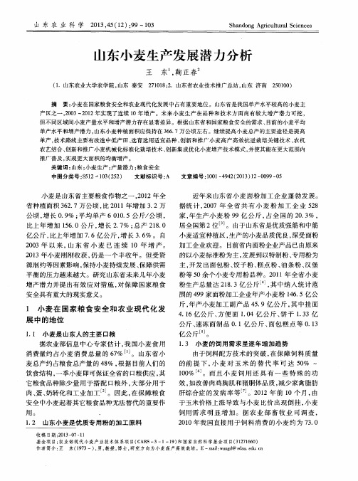 山东小麦生产发展潜力分析