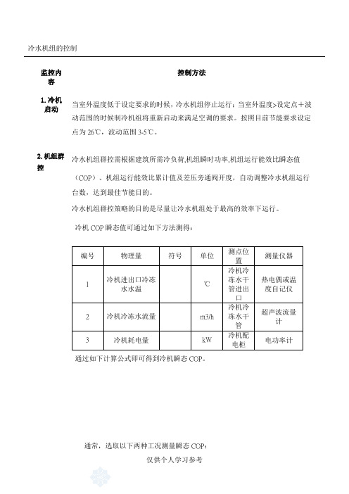 冷水机组节能方法