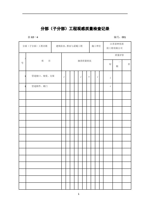 分部(子分部)工程观感质量检查记录