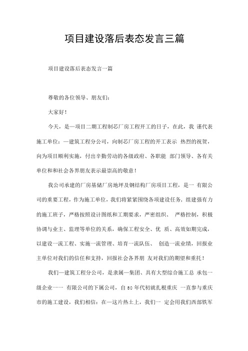 项目建设落后表态发言三篇