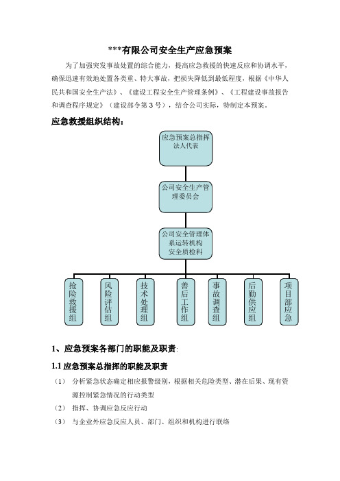 安全生产应急预案(安全生产许可证相关材料)