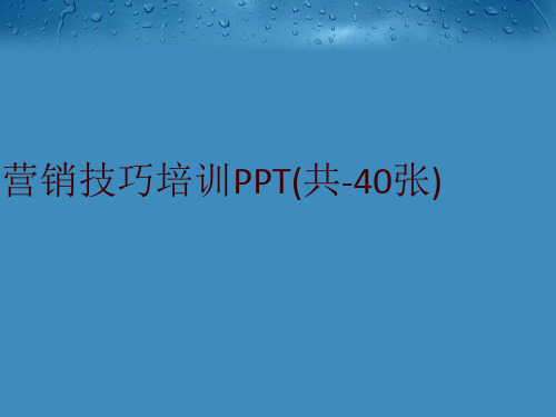 营销技巧培训PPT(共-40张)