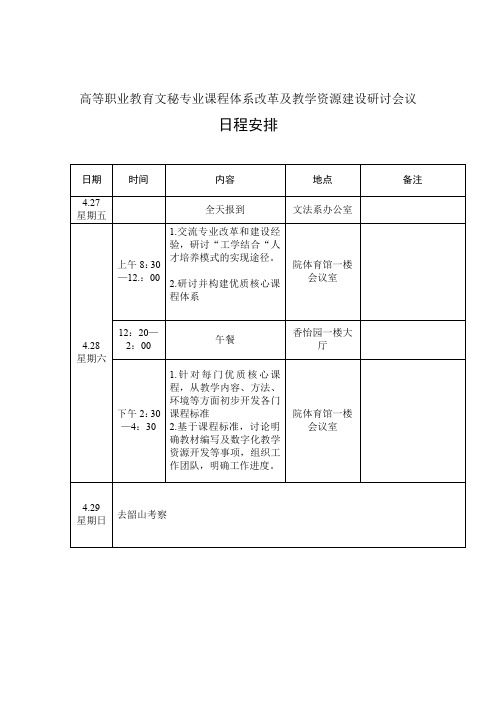 研讨会日程