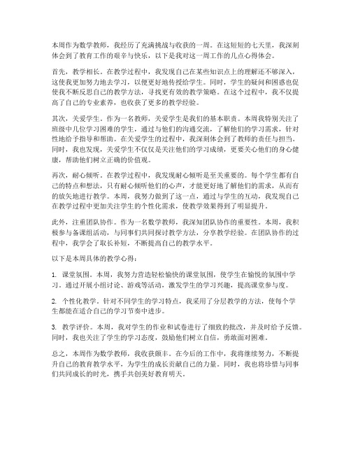 数学教师一周心得体会