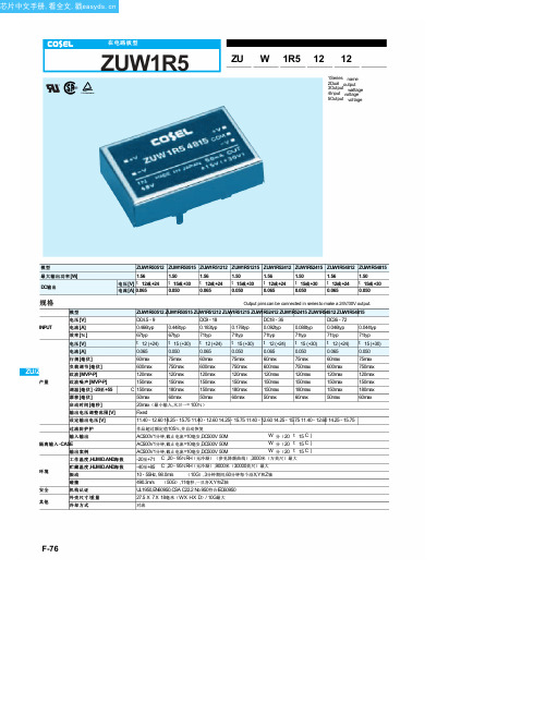 ZUW1R52415中文资料(COSEL)中文数据手册「EasyDatasheet - 矽搜」