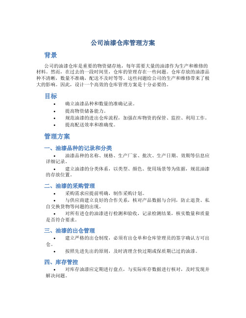 公司油漆仓库管理方案