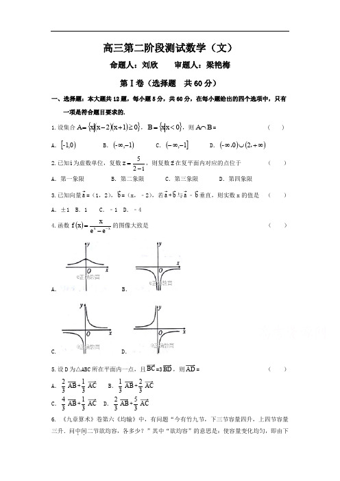 黑龙江省齐齐哈尔届高三第二次月考数学试卷(文)含答案.doc