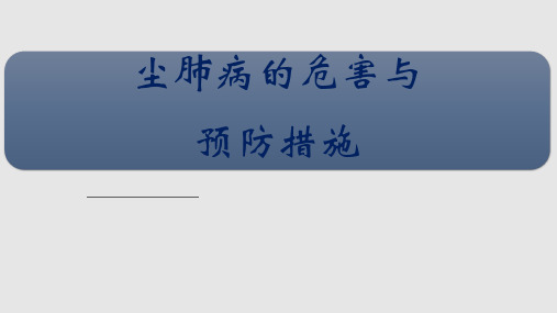 尘肺病的危害与预防PPT学习课件