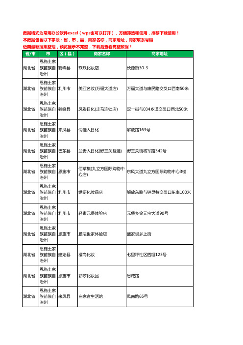 2020新版湖北省恩施土家族苗族自治州化妆品工商企业公司商家名录名单黄页联系电话号码地址大全339家