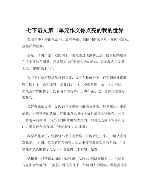 七下语文第二单元作文你点亮的我的世界