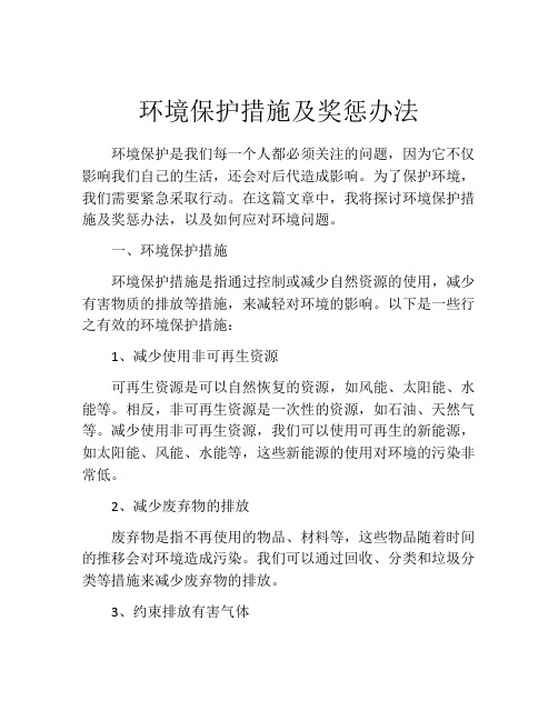 环境保护措施及奖惩办法