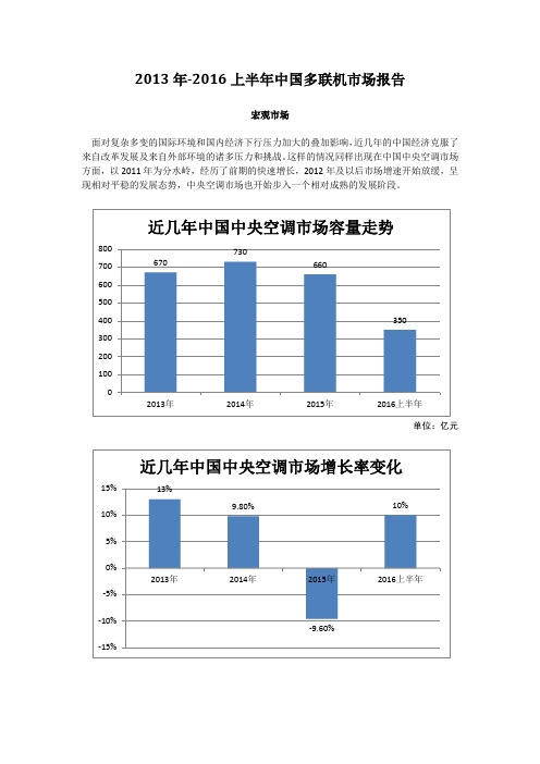 2013年-2016上半年中国多联机市场报告