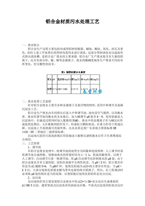 铝合金材质污水处理工艺