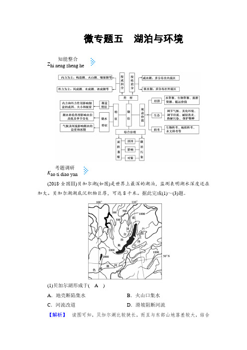 2019届高考地理大二轮复习微专题五 湖泊与环境---精校解析Word版