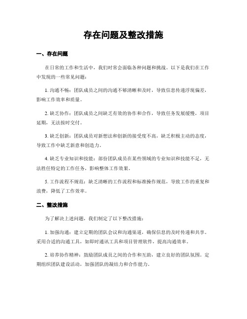 存在问题及整改措施