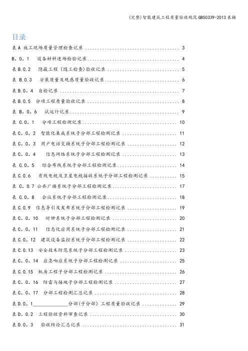 (完整)智能建筑工程质量验收规范50339-表格