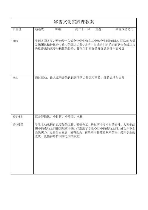 冰雪文化实践课教案