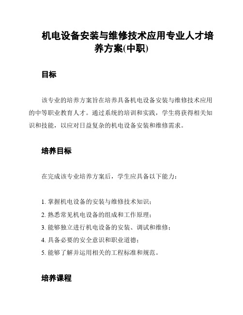 机电设备安装与维修技术应用专业人才培养方案(中职)