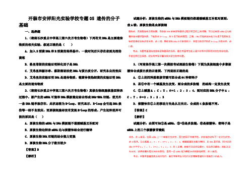 高考生物三轮复习试题精选汇编5 遗传的分子基础