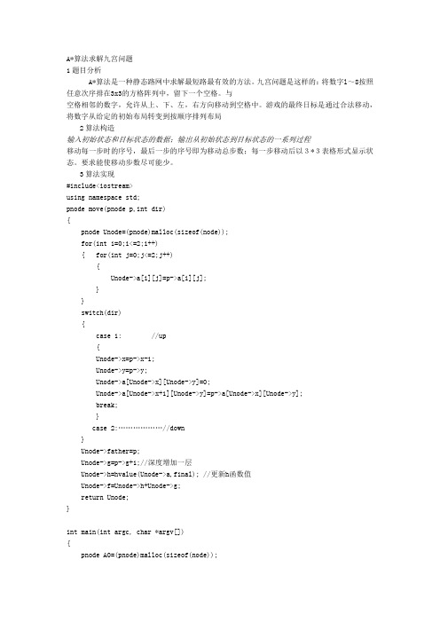 A算法求解九宫问题