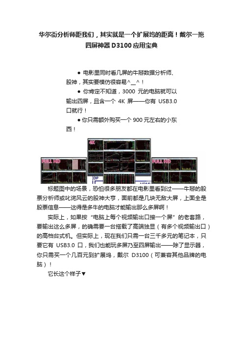 华尔街分析师距我们，其实就是一个扩展坞的距离！戴尔一拖四屏神器D3100应用宝典