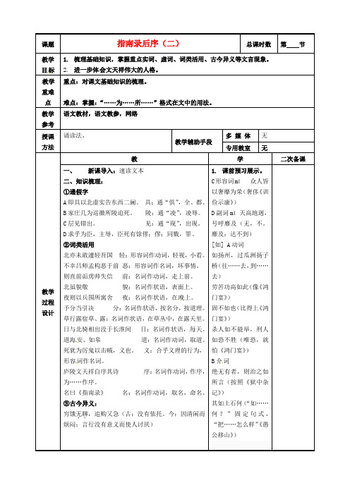 江苏省徐州市贾汪区建平中学高中语文第二专题指南录后序二教案苏教版必修3