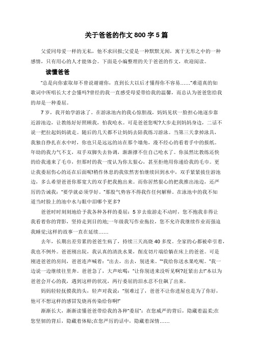 关于爸爸的作文800字5篇