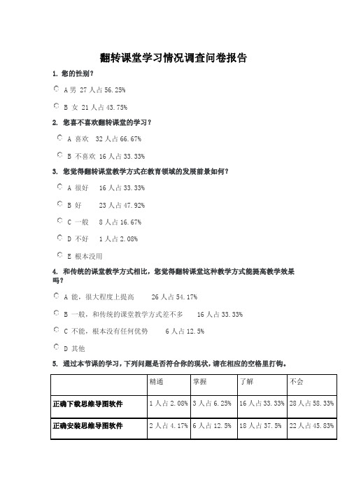 翻转课堂 课堂学习情况调查问卷报告