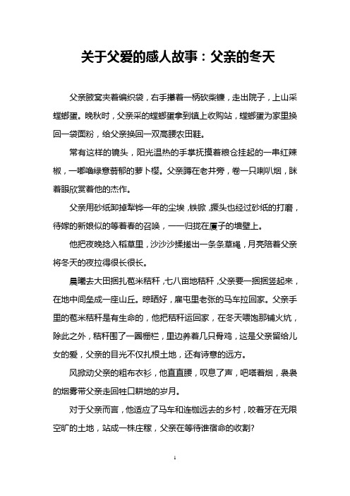 关于父爱的感人故事:父亲的冬天