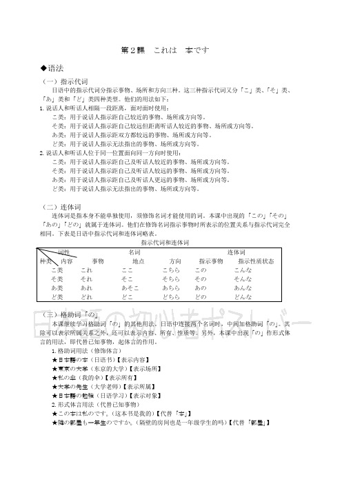 新版中日交流标准日本语·学习攻略第2课これは本です