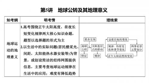 高考地理一轮复习第一单元宇宙中的地球第5讲地球公转及其地理意义第1课时课件中图版