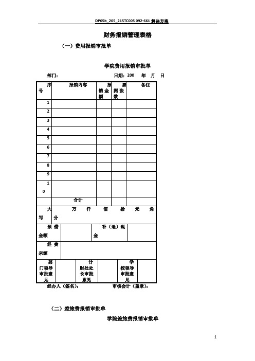 财务报销管理表格大全 15页