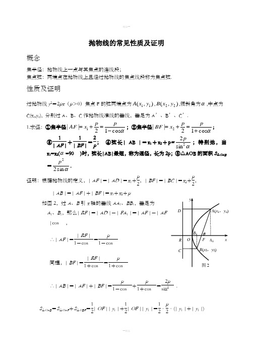 抛物线的性质归纳及证明