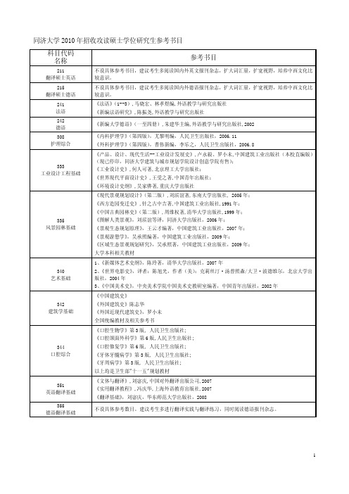 同济大学考研参考书