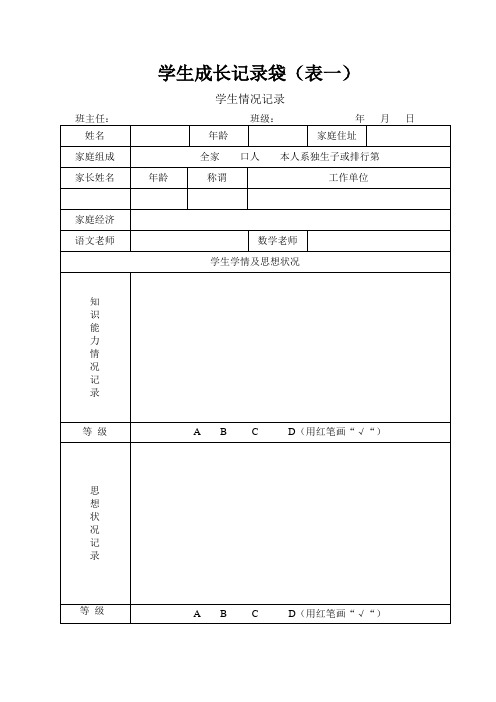 学生成长记录袋