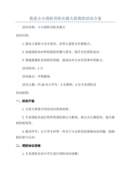 我是小小消防员防灾救火看我的活动方案