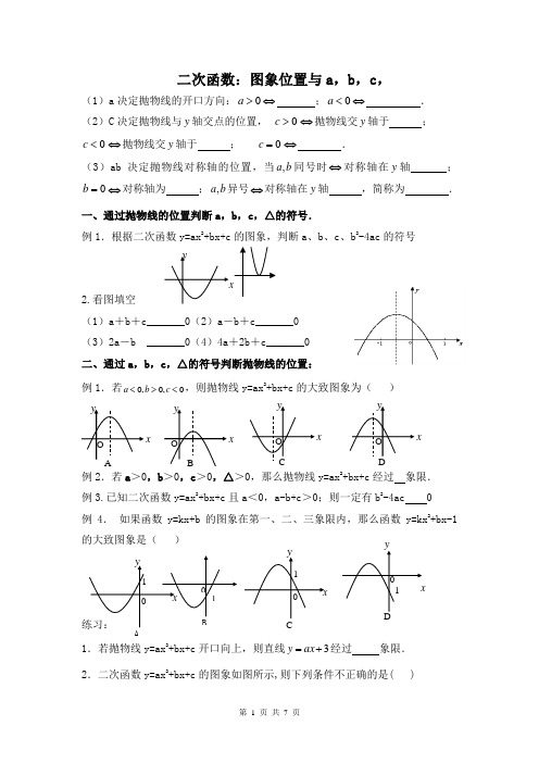 (完整版)判定二次函数中的a_b_c的符号讲义(1)