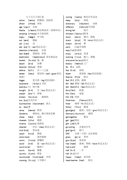 人教版六年级上下册全部单词表(字母顺序) 